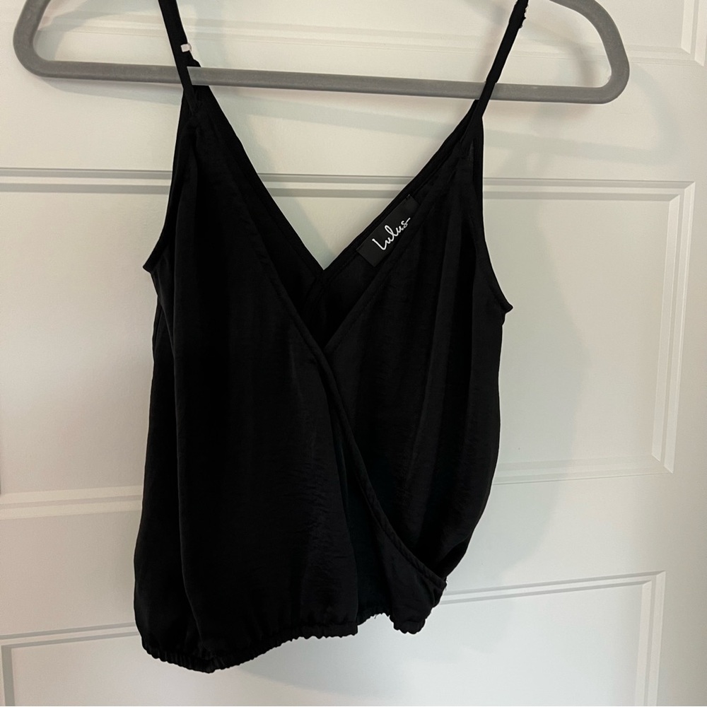 Lulu's Black Wrap Camisole Spaghetti Strap Top Size XS